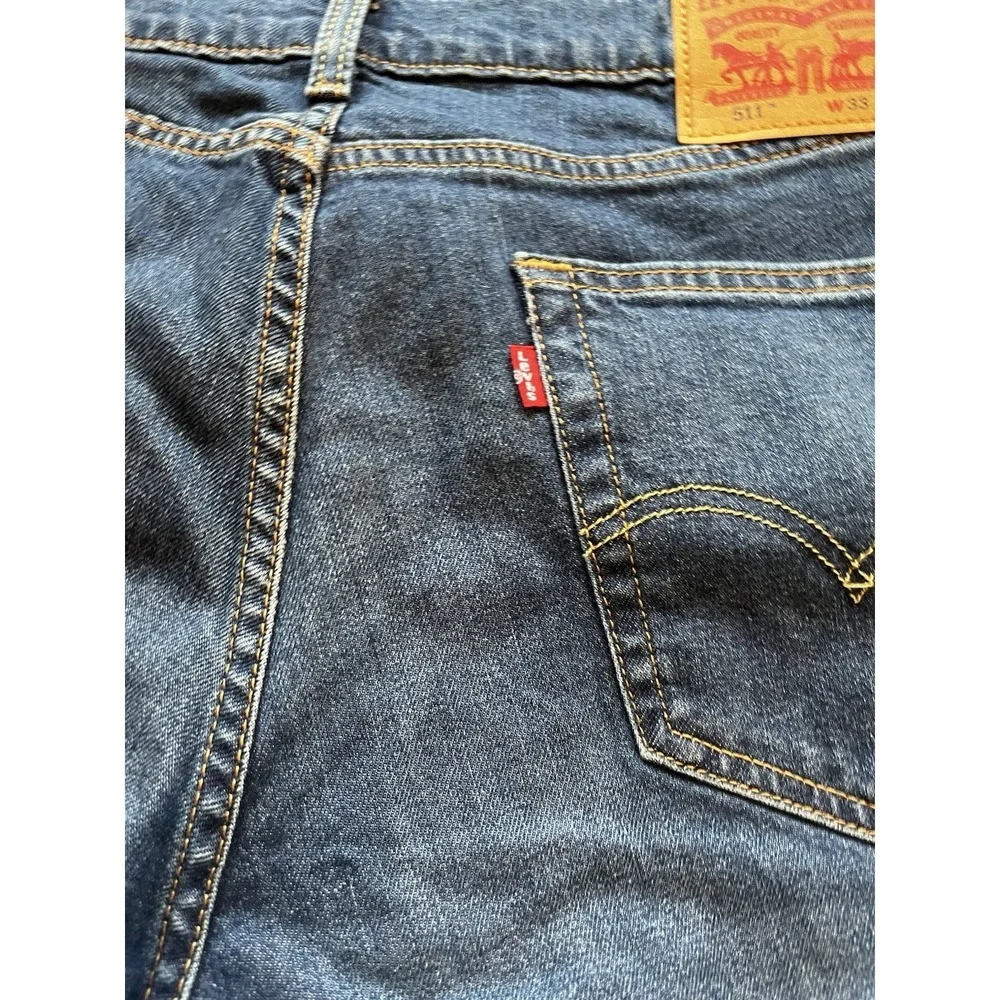 Levi's 511 Cutoff Denim Shorts‎ Men's W33 Dark Wash Raw Hem Casual Streetwear